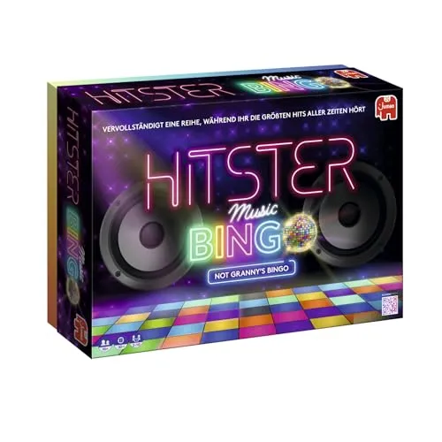Jumbo Spiele 1110100383 Hitster - Bingo, interaktives Partyspiel mit Discokugel und 225 Top-Hits für musikalische Herausforderungen
