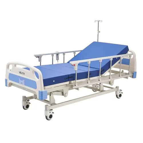VEVOR Elektrisches Krankenhausbett mit 3 Funktionen - Praktisches Pflegebett mit Höhenverstellung 475-750 mm, Rückenlehne und Beinstütze. Ideal für häusliche Pflege und Altenheime, inklusive komfortabler Matratze und stabilen 12,7 cm Lenkrollen.