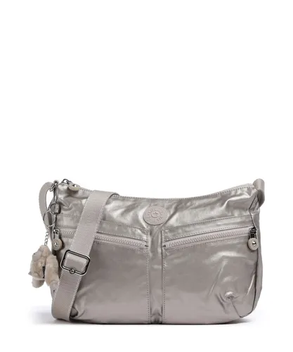 Kipling IZELLAH Umhängetasche in Metallic Glow (Silber) - Damen-Schultertaschen mit verstellbarem Schulterriemen, vielen Fächern und praktischem Reißverschluss für optimale Organisation und Stil.