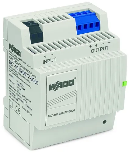 Wago DC-DC-Wandler 787-1015/072-000 - Sonstige Elektroinstallationsartikel; Kompakter DC-DC-Wandler mit 72 V Eingang und 12 V Ausgang, ideal für effiziente Spannungsanpassung.
