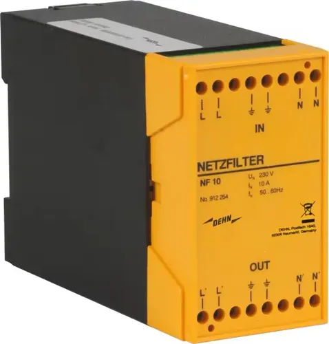 Dehn Netzfilter NF 10 zum Schutz der Netzversorgung - Sonstiges Kabelzubehör, schützt effektiv vor symmetrischen und asymmetrischen Störungen in der Industrieelektronik.