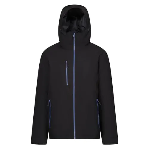 Regatta Professional Navigate Wasserdichte Isolierte Jacke - Schwarz - M - Wasserdichtes Isotex-10000-Material aus 100% recyceltem Polyester, ideal für wechselhaftes Wetter. Feste Kapuze und mehrere Taschen bieten praktischen Komfort und Funktionalität.