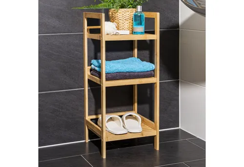 Gravidus Badregal aus Bambus für das Badezimmer - Elegantes Badregal aus Bambus, ideal für die Aufbewahrung von Handtüchern und Pflegeprodukten. Mit natürlichem Design und stabiler Konstruktion für jeden Wohnstil.