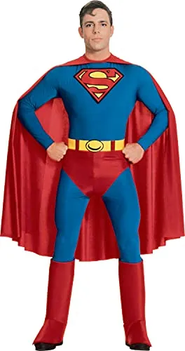 Rubie's 888001 Offizielles Superman Deluxe Herrenkostüm - Halloween Outfit mit Umhang und Gürtel, lizenziertes Design für echte Superman-Fans