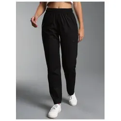 TRIGEMA Damen Hose DELUXE - Baumwolle, Schwarz, L, klassischer Schnitt mit elastischem Bund und praktischen Taschen