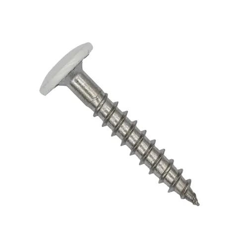 TWISTEC Trespo-Fassadenschrauben Verkehrsweiß RAL 9016, 4,8x38mm 100 Stück, Terrassenschrauben, Holzschrauben, Spanplattenschrauben aus Edelstahl