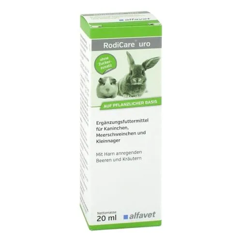 alfavet RodiCare uro 20 ml Ergänzungsfuttermittel für Kaninchen, Meerschweinchen und Kleinnager mit Harn anregenden Beeren und Kräutern