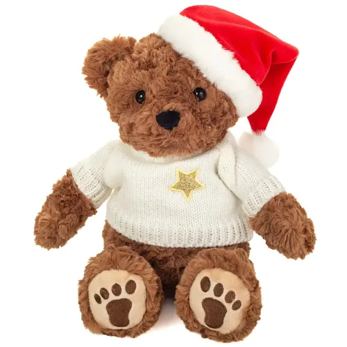 Teddy Hermann® Weihnachtsteddy mit Pullover, 30 cm - Kuscheltiere: Flauschiger Weihnachtsteddy (30 cm) mit liebevollen Details, ideal als Geschenk oder festliche Dekoration für ein warmes Zuhause.