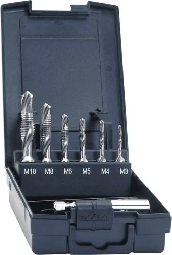 Exact 05910 Kombigewindebohrer-Set 7teilig - Zubehör für Elektrowerkzeug, hochwertiges HSS-Material für präzise und langlebige Gewinde in Metall und Kunststoff.