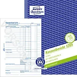 AVERY Zweckform 1265 Recycling Kassenbericht - A5, 50 Blatt, mikroperforiert, umweltfreundlich und rechtssicher für offene Ladenkassen
