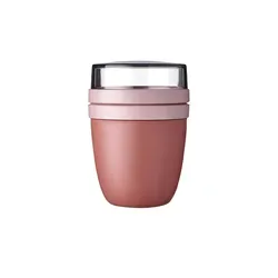 Mepal Lunchbox Ellipse 2tlg. Kunststoff Mauve M (Medium) - Praktische 2-teilige Lunchbox aus robustem Kunststoff in stilvollem Mauve, ideal für die Aufbewahrung von Snacks und Mahlzeiten unterwegs.