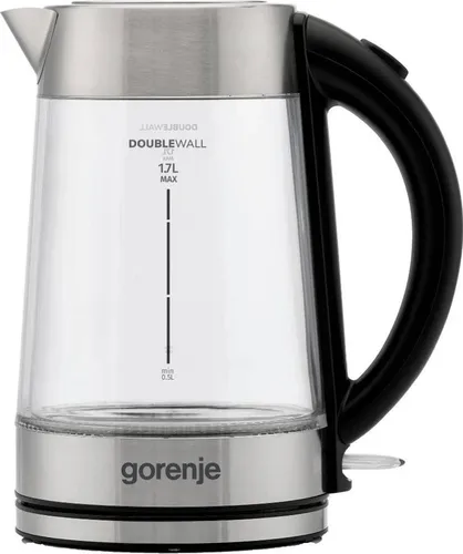 Gorenje K17GDWII Wasserkocher - Eleganter Glas Wasserkocher mit 1,7 l Volumen, 2200 W Leistung und praktischem Trockenlaufschutz. Ideal für schnelles Kochen und modernes Küchendesign.