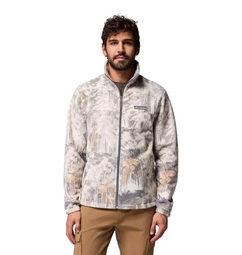 Columbia Herren Steens Mountain Printed Jacket Full Zip Fleecejacke - Stilvolle Fleecejacke in City Grey Deschutestrees mit praktischen Eingrifftaschen und optimalem Tragekomfort für den Alltag.