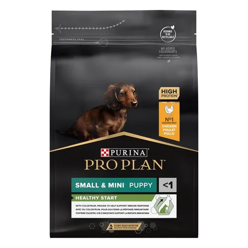 Pro Plan Small & Mini Puppy Healthy Start - Trockenfutter für Welpen - Hundefutter für kleine Rassen, reich an Huhn. Unterstützt Wachstum, natürliche Abwehrkräfte und sorgt für gesunde Gelenke, im praktischen 3 kg Beutel.