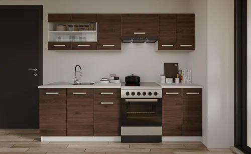 Küche Robby 240 cm Küchenzeile – Praktische Einbauküche für jedes Zuhause - Die Küchenzeile ROBBY 240 cm bietet optimalen Stauraum und ein modernes Design. Mit robusten Materialien und vielseitigen Farboptionen verwandelt sie Ihre Küche in einen stilvollen Ort. Lieferung zerlegt und originalverpackt.