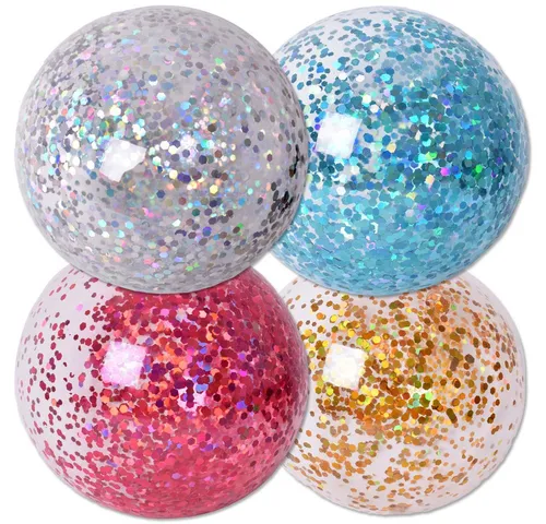 TE-Trend Spielball 4 Stück Glitter Luftballon 85cm wiederverwendbare Ballons (4-St., aufblasbar), mit Glitzerschnipsel