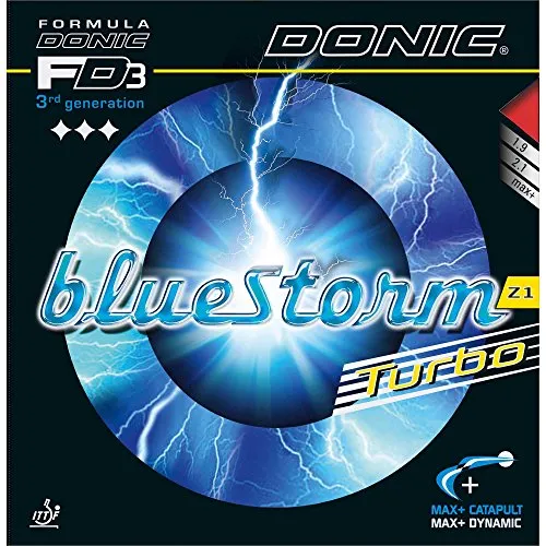 Donic Belag Bluestorm Z1 Turbo, rot, 2,1 mm - Hochwertiger Tischtennisbelag mit 2,1 mm Dicke für optimale Kontrolle und Spin. Ideal für ambitionierte Spieler, die ihre Technik verbessern möchten.