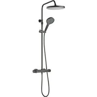 Schöner Wohnen Duschsystem Glaia – Mattschwarz - Brauseset mit wassersparender Handbrause und komfortablem Cool Sense Thermostat für Sicherheit und konstante Wassertemperatur. Genießen Sie ein luxuriöses Duscherlebnis in stilvollem Design.