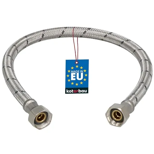 KOTARBAU® Flexschlauch 3/8 Zoll - Wasserschlauch - 50 cm - Panzerschlauch - 3/8“ x 3/8“ - Anschlussschlauch für Armatur - Schlauch Für Wasserhahn - Edelstahlummantelt - Silbe5