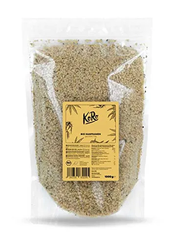 KoRo - Geschälte Bio Hanfsamen 1 kg - Hoher Proteingehalt - Rein pflanzlich - Aus kontrolliert biologischem Anbau - Perfekt als Topping für Smoothies, Bowls und Salate