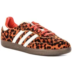 Adidas Samba OG Leopard Print Orange Preloved Red EUR 41 1/3 - Adidas Samba OG Leopard Print Orange Preloved Red – Ein auffälliger Sneaker mit legendärer Silhouette und einzigartigem Leopardenmuster. Ideal für stilbewusste Sneaker-Liebhaber, die Retro-Designs lieben!