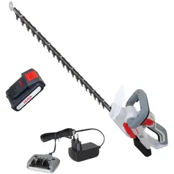 IKRA Akku Heckenschere IAHS 20-1 mit 54cm Schnittlänge - Heckenschere mit hoher Schnittleistung und ergonomischem Design, inkl. 20V Akku für bis zu 50 Minuten Laufzeit, ideal für präzises Schneiden im Garten.