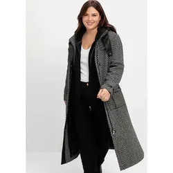 Sheego Trenchcoat im Cargo-Stil für Große Größen, schwarz 44 - Funktionsjacke im Cargo-Stil, ideal für modische Looks, figurumspielend mit Stehkragen und 2-Wege-Reißverschluss, perfekt für jede Gelegenheit.