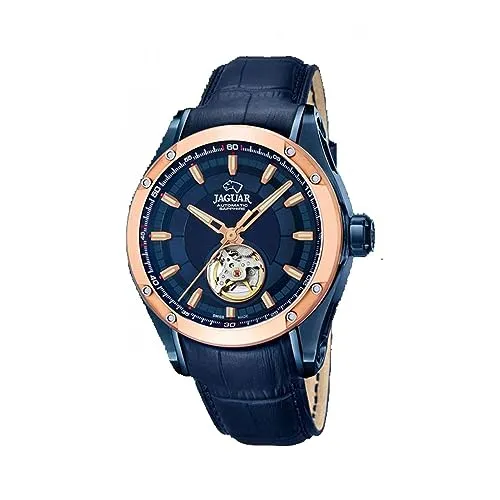 Jaguar Automatik Special Edition J812/a Uhr Swiss Made - Hochwertige Herren-Armbanduhr aus der Jaguar Special Edition, mit elegantem blauen Leder-Armband und bis zu 100m wasserdichtem Edelstahl-Gehäuse, ideal für stilbewusste Männer.