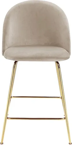 Vente-Unique Barhocker Melbourne, Beige, Samt, 51x95x58 cm, Esszimmer - Eleganter Barhocker im Vintage-Stil mit hochwertiger Samtpolsterung und goldfarbenen Edelstahlbeinen. Ideal für stilvolle Innenräume und gemütliche Abende.