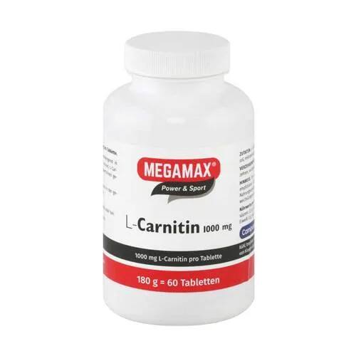 L-Carnitin 1000 mg Megamax Tabletten - L-Carnitin Nahrungsergänzung, vegan und ohne tierische Bestandteile, ideal für Ausdauersport und Figurtraining, unterstützt die Fettverbrennung und Energiegewinnung.