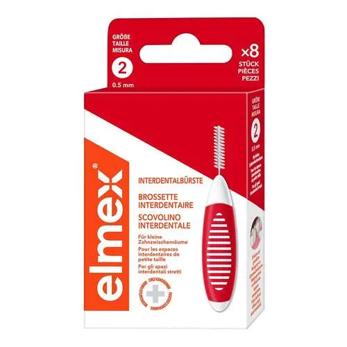 Elmex Interdentalbürsten Iso Größe 2 0,5 mm rot Zahnbürste 8 St