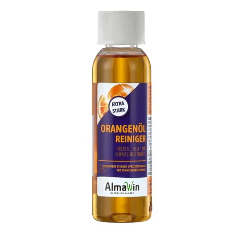 Almawin Orangenöl Reiniger - Extra Stark 125ml - Reinigungsmittel mit extra starkem Reinigungskonzentrat, ideal zum Entfernen von hartnäckigen Verschmutzungen, Etiketten und schlechten Gerüchen. Nachhaltig produziert und dermatologisch getestet für beste Hautverträglichkeit.