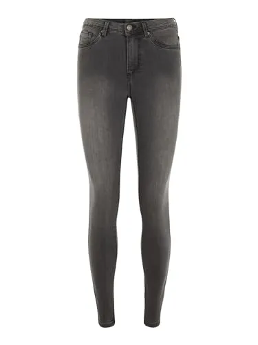VERO MODA Damen Vmtanya Mr S Piping Jeans Vi207 Noos - Skinny Jeans in dunklem Grau, mit Hosenschlitz und praktischem Knopf- und Reißverschluss, ideal für stilvolle Outfits