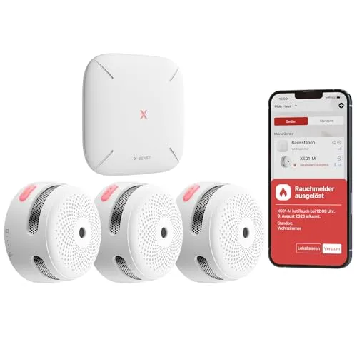 X-Sense Smart Rauchmelder XS01-M mit SBS50 Basisstation - Zertifizierter Funkrauchmelder mit WLAN für intelligente Sicherheitsüberwachung. Erhalten Sie sofortige Warnmeldungen auf Ihrem Handy und schützen Sie Ihr Zuhause effizient.