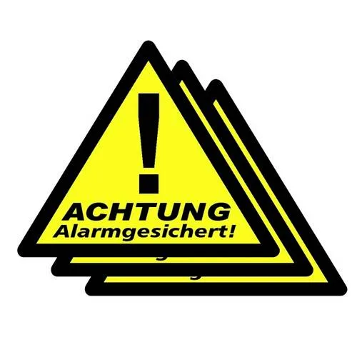 PENTATECH 40201 Warnaufkleber Achtung Alarmgesichert Sprachen Deutsch 3er Set (B x H) 85mm x 70mm