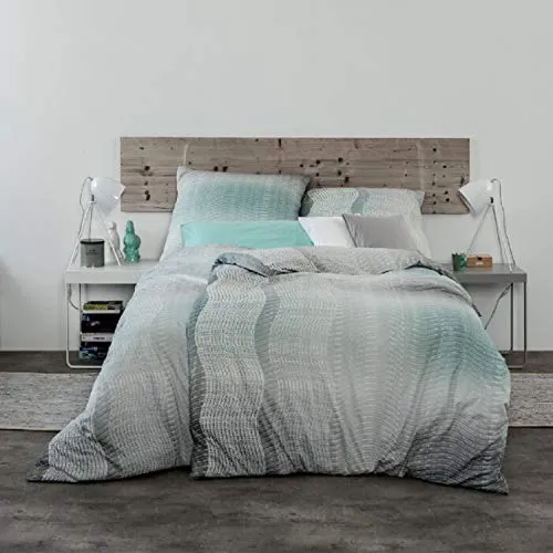 Estella Interlock Mako Jersey Bettwäsche Lina - mint 155x220 cm - Hochwertige Bettwäschegarnitur aus 100% Baumwolle mit atmungsaktivem Jersey. Ideal für ein angenehmes Schlafklima. Pflegeleicht, maschinenwaschbar und trocknergeeignet.