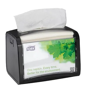 Tork 272611 Xpressnap Tischspender für N4 Servietten - kompakter, hygienischer Serviettenspender in modernem Schwarz für Selbstbedienungsrestaurants