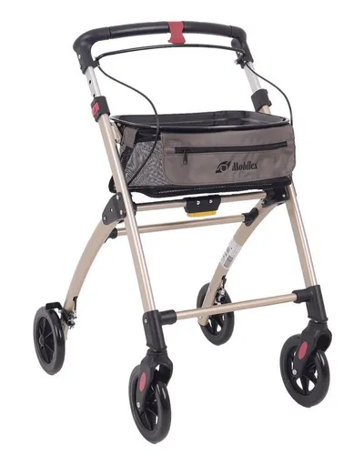 Mobilex Indoor Rollator Jaguar - Faltbare Gehhilfe in Champagner - Gehstöcke & Rollatoren: Leichter, faltbarer Rollator mit nur 5 kg Gewicht, ideal für die Wohnung und bis 100 kg belastbar.