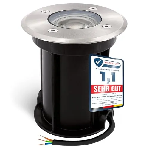 BORU Bodeneinbaustrahler rund IP67 mit dimmbar LED GU10 7W - Strahler & Flutlichter, wetterfester Bodeneinbaustrahler mit dimmbarer LED für individuelle Lichtstimmung im Garten und Außenbereich.