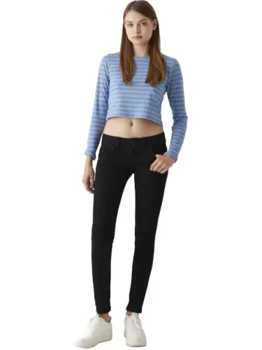 LTB Jeans Damen Molly Jeans, Black To Black Wash, 27W / 30L - Stylische Jeans für Damen mit zwei aufgesetzten Gesäßtaschen und einem angenehmen Tragegefühl, perfekt für einen eleganten Look.