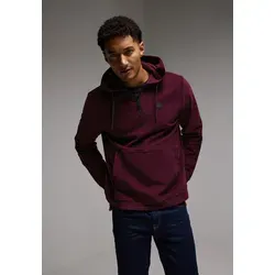 Sweatshirt STREET ONE MEN, Herren, Gr. 3XL (48), rot (crimson rot), Web, Sweatware, 98% Baumwolle, 2% Elasthan, unifarben, casual, gerade, ohne Ausschnitt, Langarm Bündchen, Sweatshirts, mit Kängurutasche