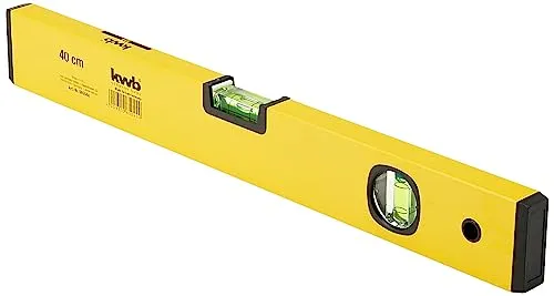 kwb Aluminium-Wasserwaage 40 cm – Präzise und leicht - Hoch präzise Aluminium-Wasserwaage mit 0,5 mm/m Genauigkeit und zwei Libellen für horizontale und vertikale Messungen. Leicht und praktisch für den Einsatz auf der Baustelle oder im Heimwerkerbereich.