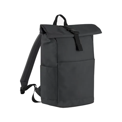 BagBase Recycelter Rolltop-Rucksack – PVC-frei und modern für Damen und Herren - Nachhaltiger Rucksack aus 100 % GRS-zertifiziertem recyceltem Polyester. Ideal für Alltag, Reisen und Sport mit geräumigem Hauptfach und praktischen Taschen für optimale Organisation.