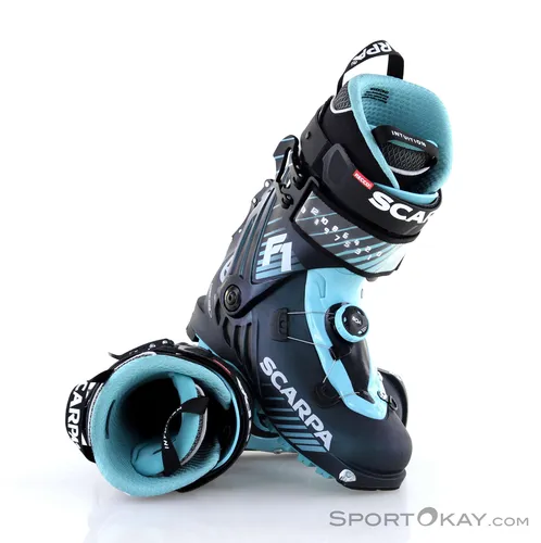Scarpa F1 Wmn anthracite/aqua (939) 26,5 - Freeride & Skitour Hybrid Skischuhe für Damen, leicht, mit Boa Fit System für optimale Passform und Kontrolle bei Skitouren und Freeskiing.