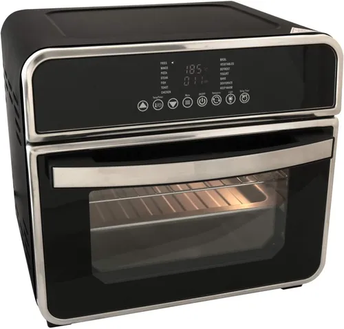 DESKI 3in1 Mini-Backofen - Heißluftfritteuse und Dörrgerät, 1600W, 15L - Miniöfen - Vielseitiger 3in1 Mini-Backofen von DESKI mit Heißlufttechnologie, ideal für fettfreies Kochen, 14 Automatikprogramme und Touch-Display für einfachen Gebrauch.