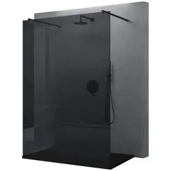 doporro Luxus Duschwand Bremen, 120x200cm Schwarz - Duschkabine aus 10mm ESG-Sicherheitsglas mit Nanobeschichtung für einfache Reinigung. Ideal für moderne Badezimmer, variabel einstellbar und leicht zu montieren.