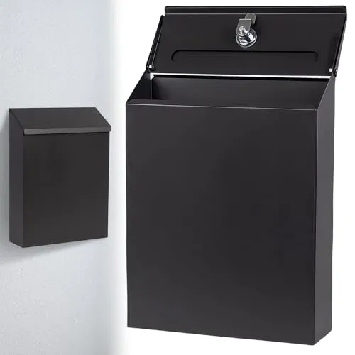 6.5 x 29cm Schwarz Anthrazit: WANDGU Kompakter Mini Briefkasten, Einfach Briefkasten mit Zeitungsfach, Wandbriefkaste n Letterbox, Briefkaste n Schwarz, Moderner Postkasten mit 2 Schlüssel 22 x