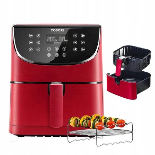 Cosori Fettfreie Friteuse 1700W 5.5L mit 11 Programmen - Kompaktfriteusen, gesundes Frittieren mit 85% weniger Fett dank Heißluft-Zirkulation und 11 Automatikprogrammen für vielfältige Gerichte.