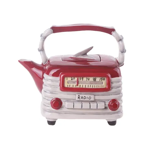 Jameson + Tailor Teekanne Design-Kanne Radio, 0.6 l - Handbemalte Porzellanteekanne im einzigartigen Radio-Design. Ideal für Tee-Liebhaber und Sammler. Maße: 16,5 x 11,5 x 15 cm, Nutzinhalt 0,6 Liter.