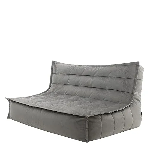 icon Sitzsack Sofa XXL „Kota" aus Samt, grau, 100x140x72cm - Sitzsäcke für Erwachsene, Made in Germany, aus hochwertigem Samt mit OEKO-TEX® Zertifikat für besten Komfort und Entspannung.